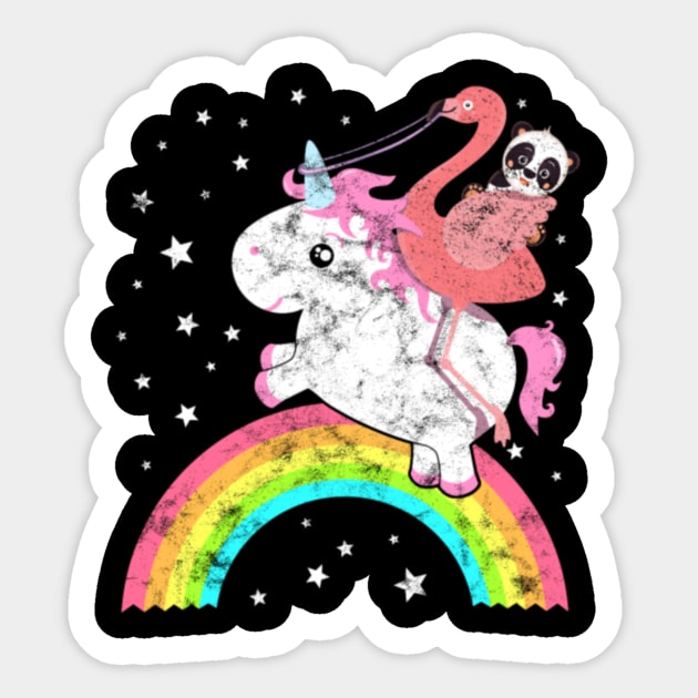 Cute Funny Unicorn Flamingo Panda Rainbow Sticker by Nulian Sanchez